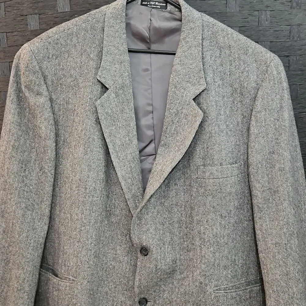 Gianfranco Ruffini Men's Camel Hair Gray Herringbone Blazer 52R